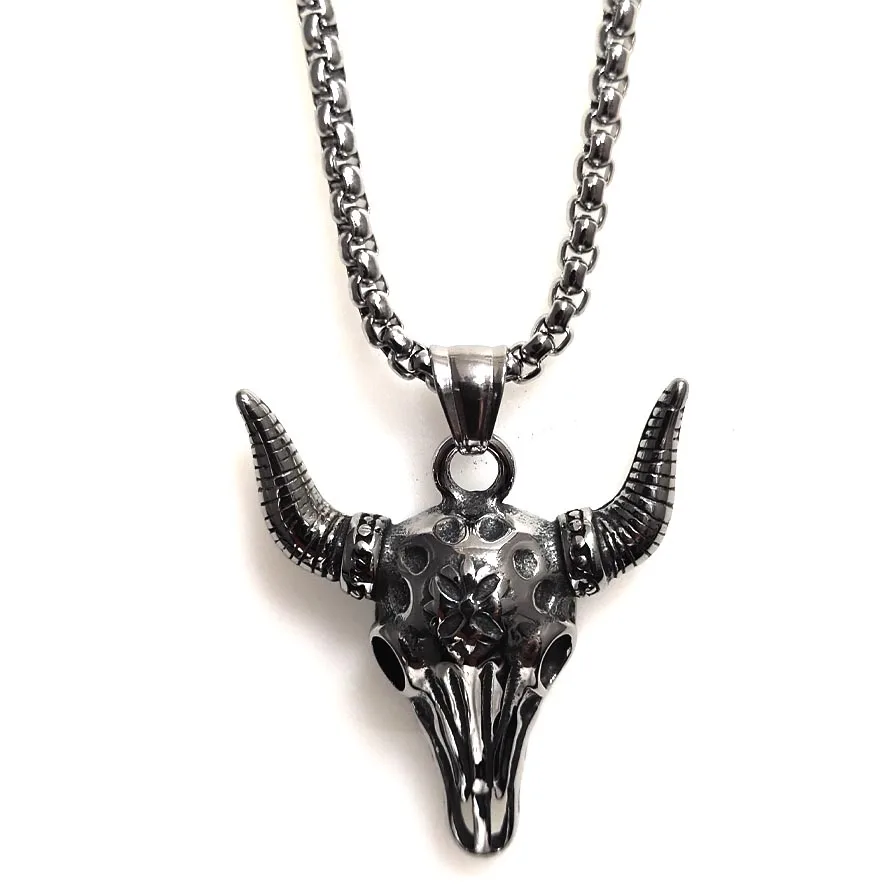 

24 Inch Chain Men Fashion Jewelry Gift Tauren Cow Pendant Bull Head Necklace