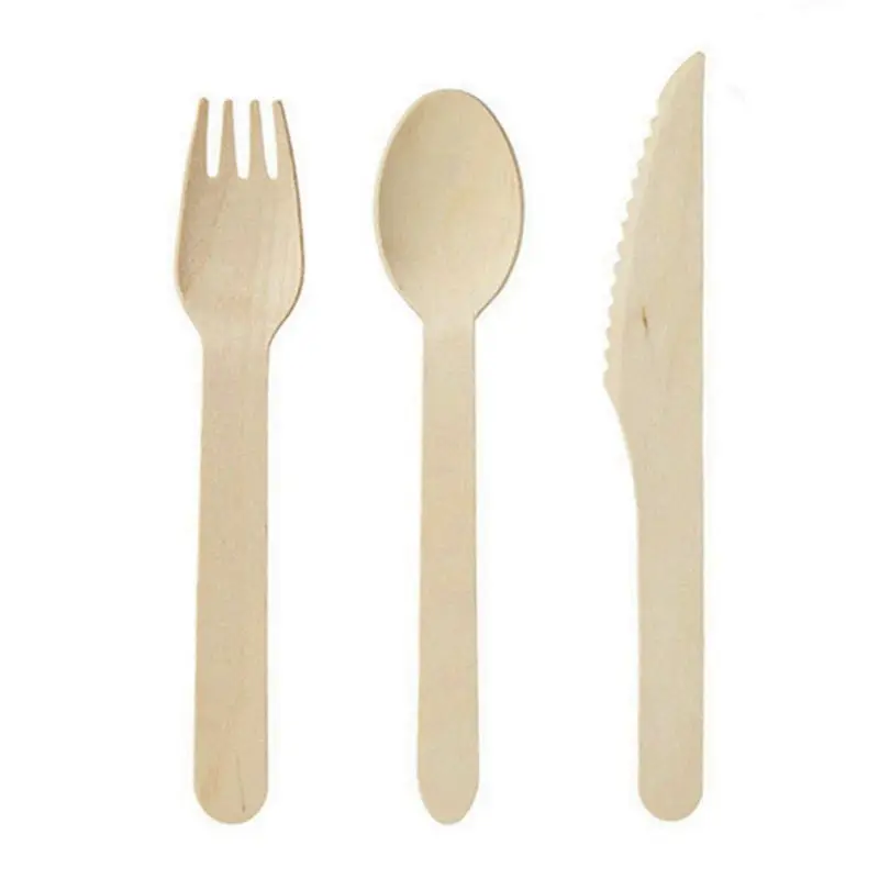 

Disposable Wooden Fork, Knife, Spoon for Party and Event