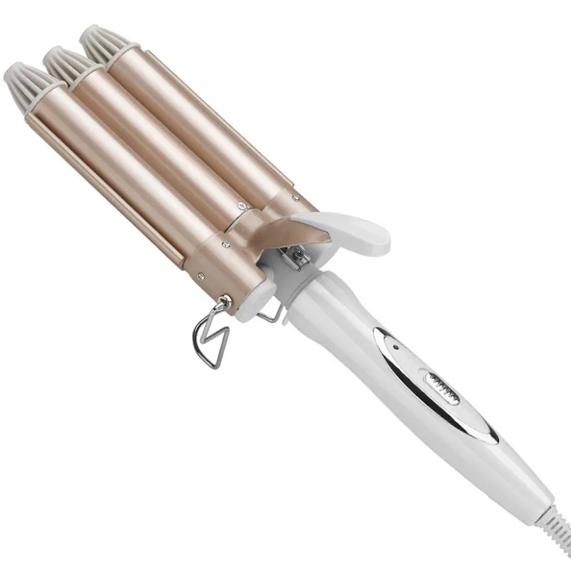 

Professional ceramic body three barrel curling iron 3 barrel curling iron electric wave curling iron, Rose gold