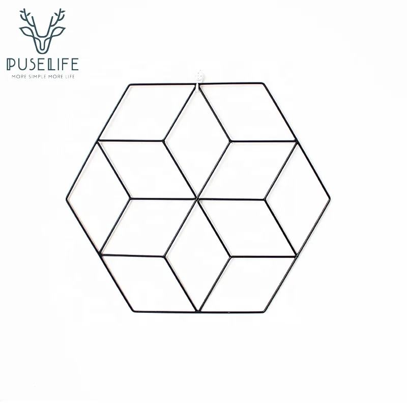

Wholesale Wall Storage metal photo grid wall panel decor wall grid frame organizer panel for home, Black