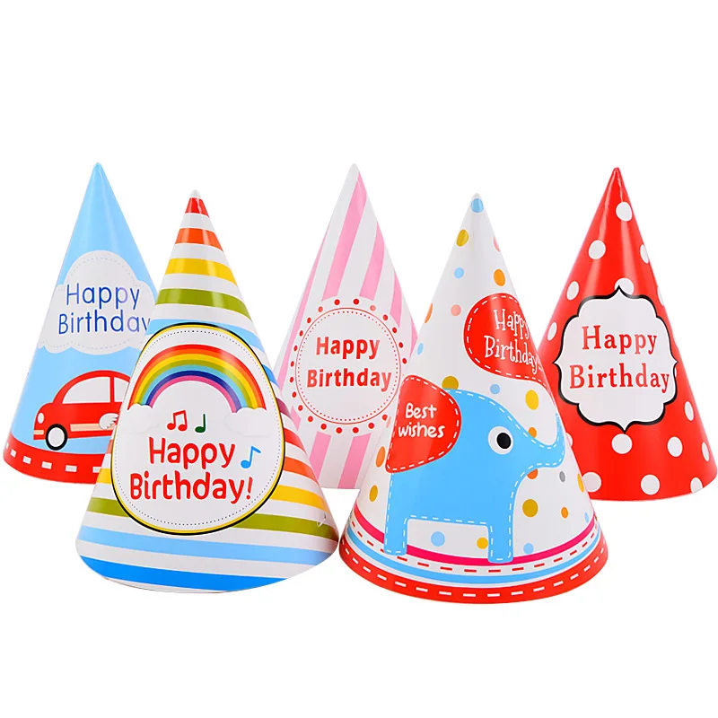 

Korean children kids boy girl adult cartoon happy birthday paper hat cake party decoration supplies