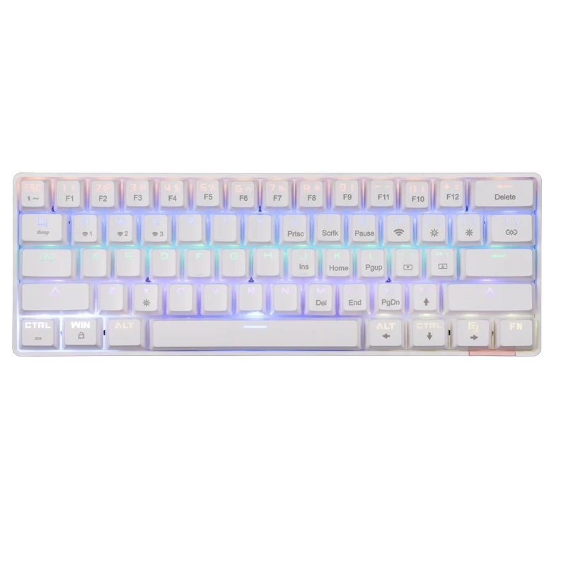 

Wholesale Cheap RGB Backlit 61 Keys Wireless Mechanical Gaming Keyboards for Gamer, White/black