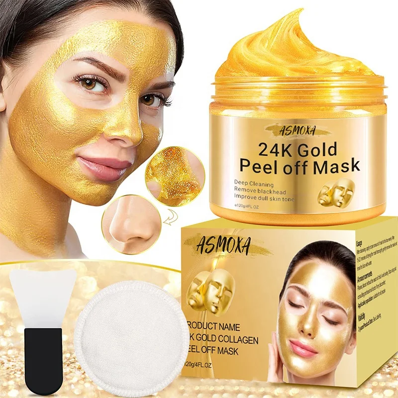 

Collagen 24k Gold Peel Off Facial Mask Brightening Detoxifying Blackhead Removal Mud Masks For Acne Pores Deep Clean for face