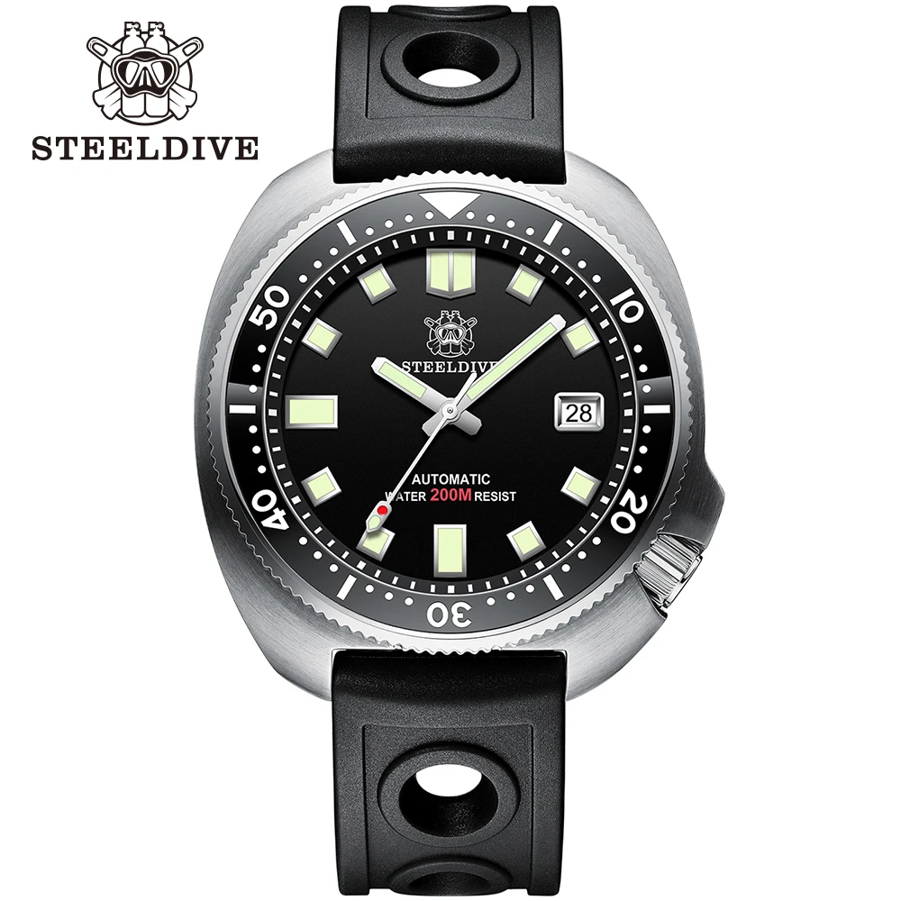 

STEELDIVE Brand SD1980 200M 20ATM Waterproof Ceramic Bezel Sapphire Glass NH35 Automatic 6105 Turtle Dive Watch