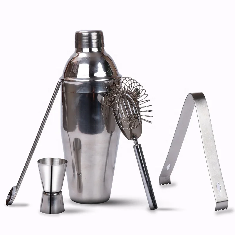 

Glossy Polished Stainless Steel Martini Shaker set Professional Bar Tools 24 oz Cocktail Shaker Bartender Set for Promotion, Customized color