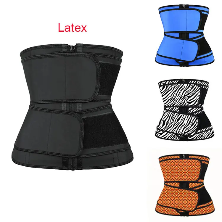 

Dropshipping Waist Trainer Plus Size Latex Double Belt Waist Trainer Corset Girdle Faja Women Cincher Waist Shapers Shapewear, As shown