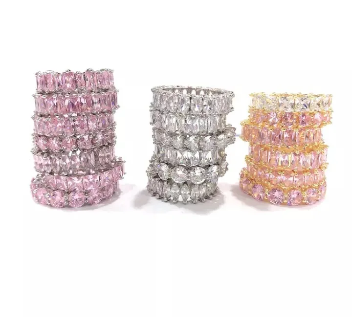 

Drop shipping New fashion 925 sterling silver bling bling baguette diamond ring for women