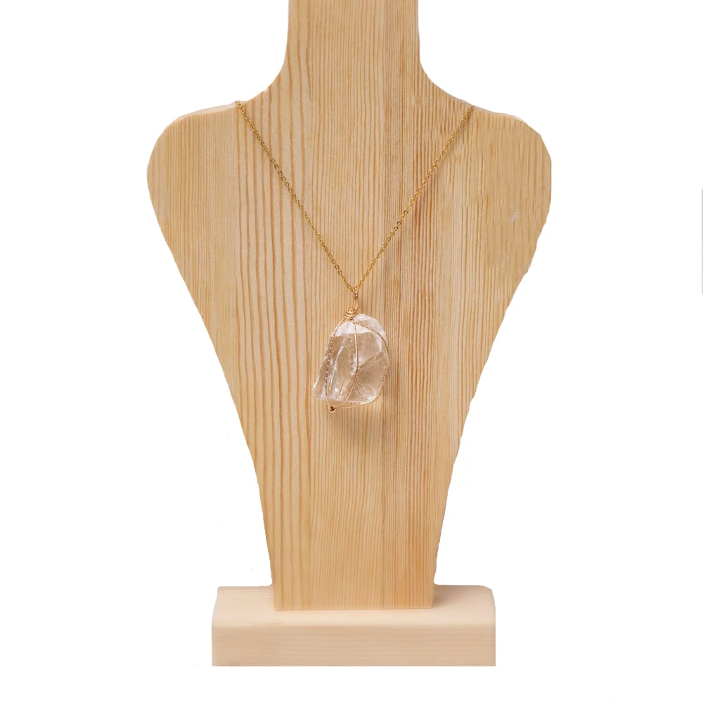 

Unique Raw Gold Plated Copper Wrapped Healing White Crystal Pendants Necklace Pendant
