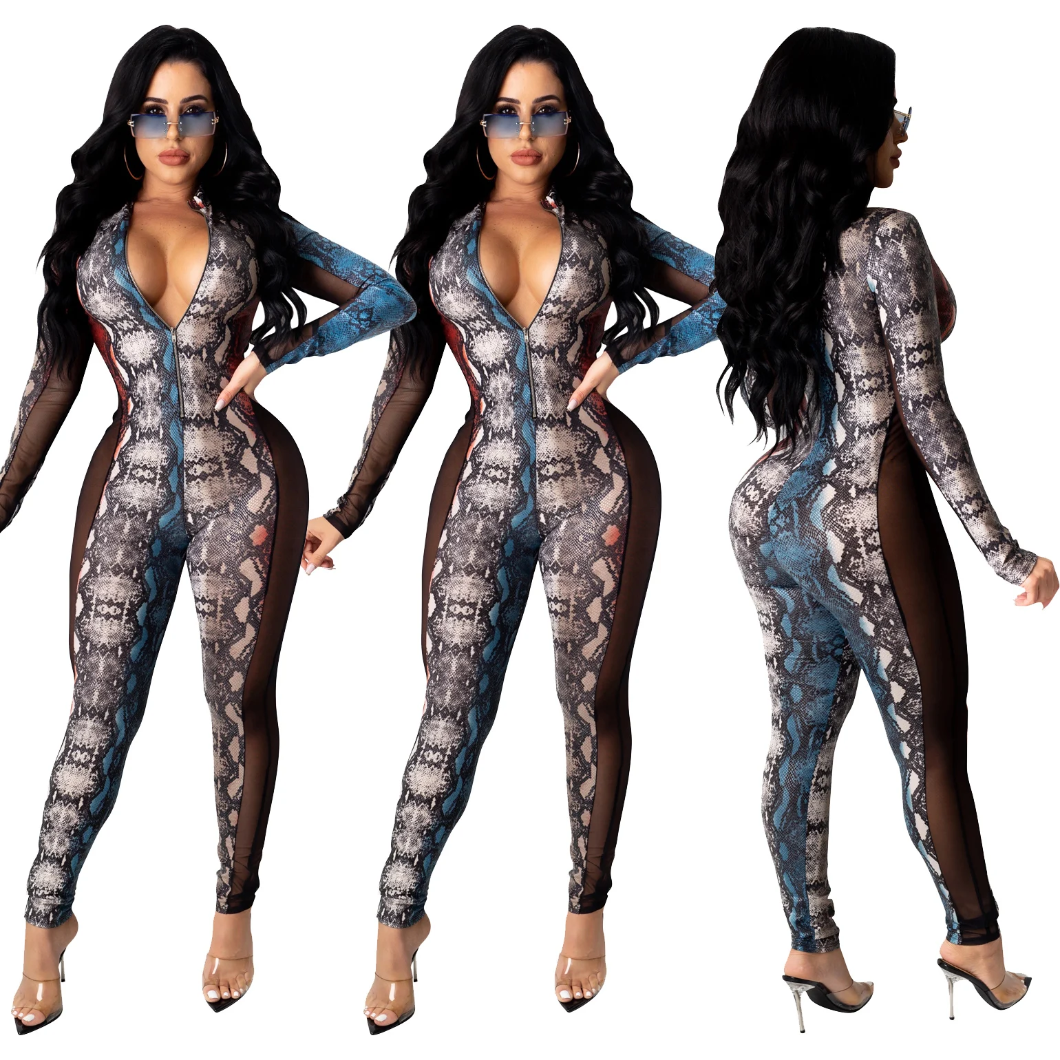 

1 Piece Lucky Label Jumpsuit club outifit Stacked Embroidered Joggers Wear Bodysuit Tracksuit for women