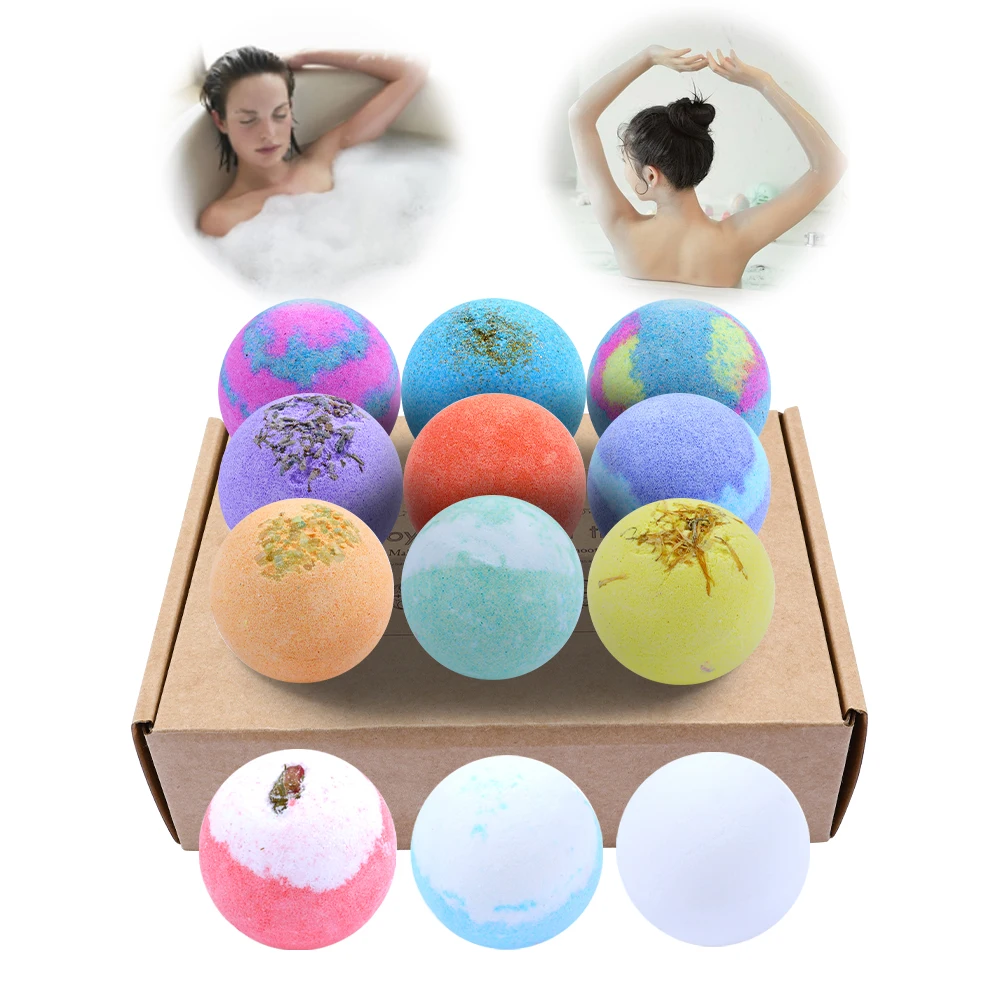 

Wholesale Rainbow Bath Bomb Natural Essential Oils Floral Badebombe Skin Cleansing Whitening Fizzers Bubble Bathbombs 12 Pcs Set