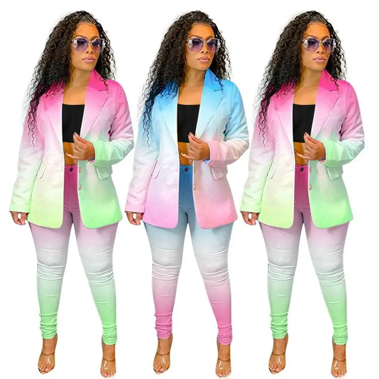 

MD-20122230 New Tredency Winter Woman Two Piece Set 2020 Fashion Tie Dye Jacket And Pants 2 Piece Outfit Set Clothing