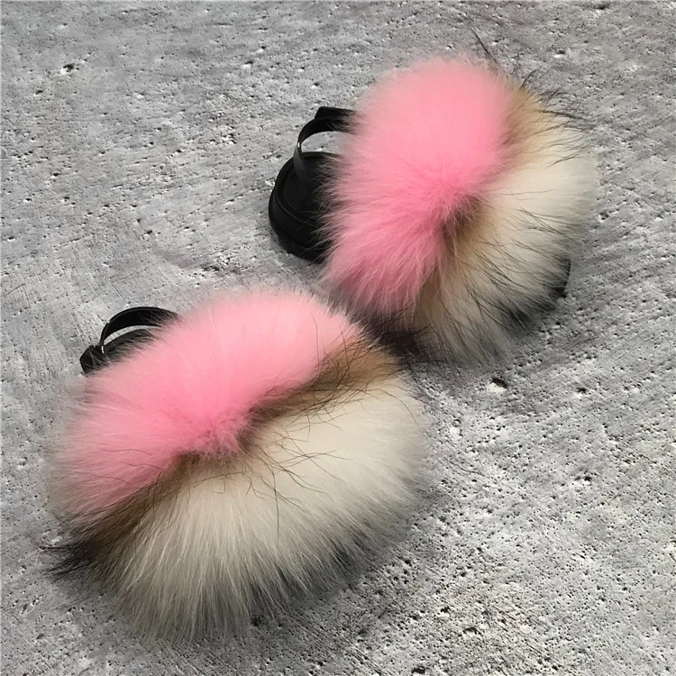 

Toddler fur slippers New popular style children's sandals genuine fox fur slipper wholesale kids baby fur slides chinelos infant, Customized color