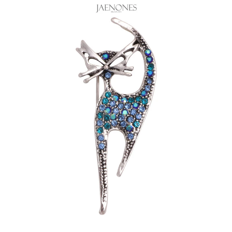 

JAENONES Brand Fashion Custom Luxury Animal Vintage Rhinestone Brooch Fancy Cat Brooches For Women
