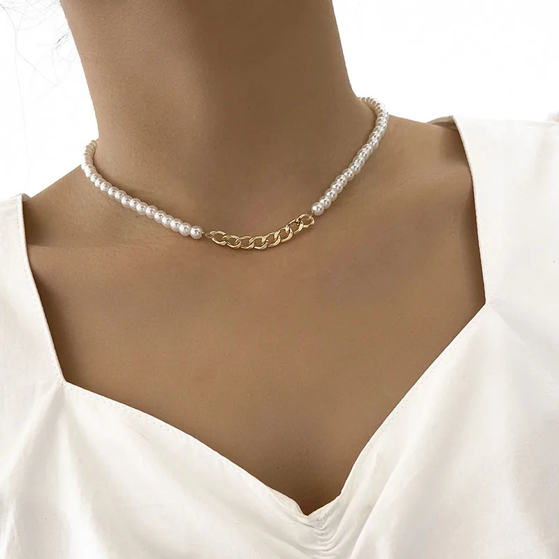 

Charm Fashion Jewelry Elegant White Imitation Pearl Choker Necklace Big Round Pearl Wedding Necklace for Women