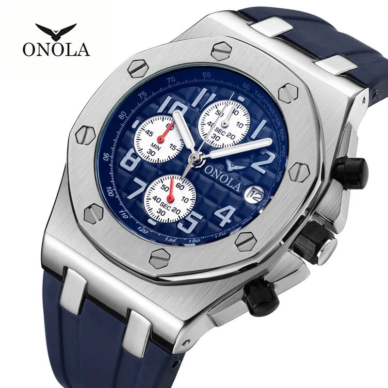 

2021Dropshipping Luxury Men's Timepieces Watch Silicone Band Men Chronograph Wrist Watches