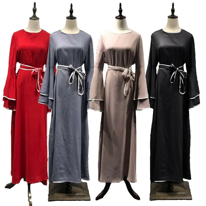 

Hot sale muslim women long maix dress flare sleeve kaftan robe islamic jilbab dubai abaya, Black,gray,red,khaki