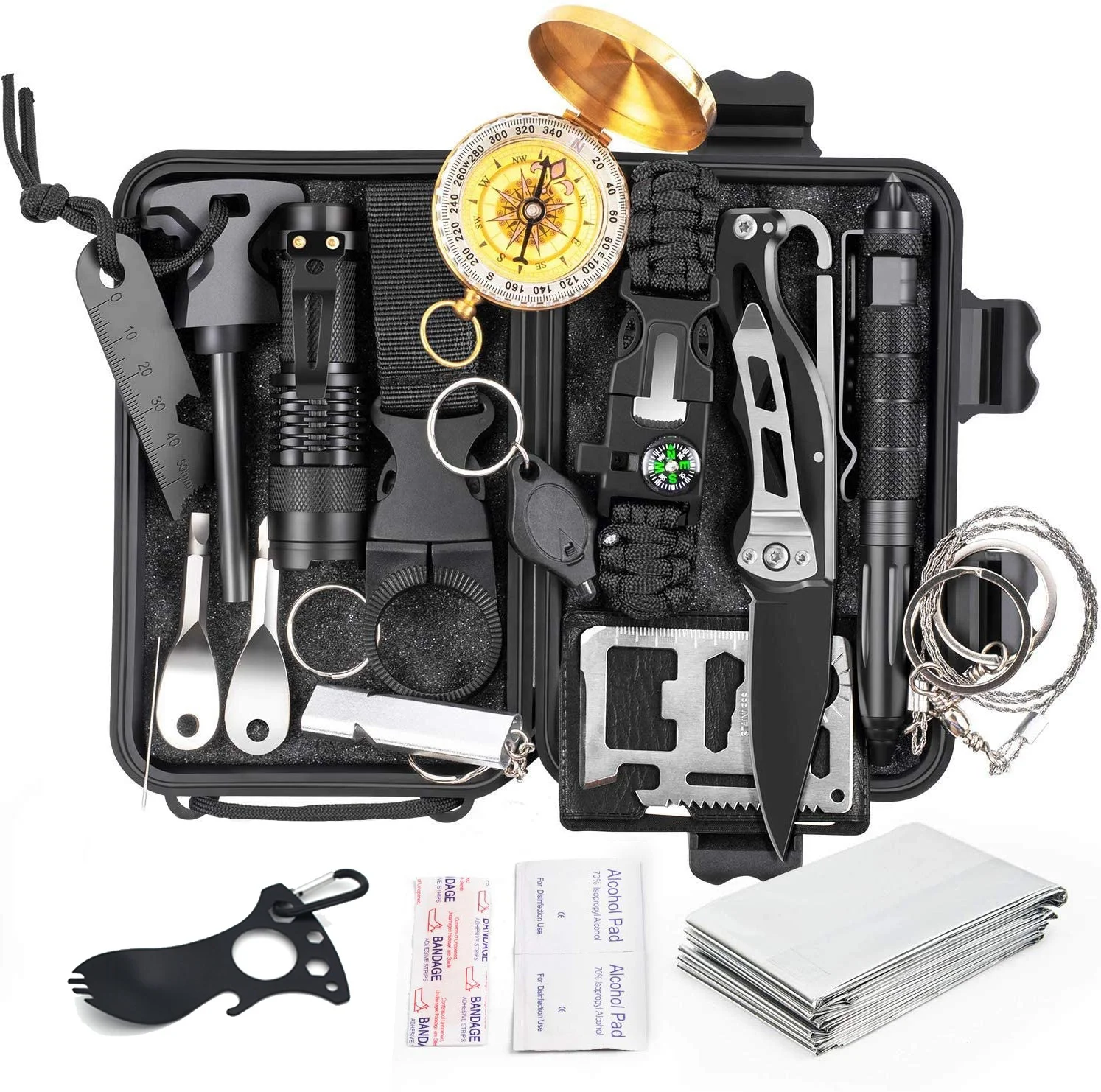 

AJOTEQPT Professional Outdoor Survival Gear Kit,Car Emergency Survival Kit
