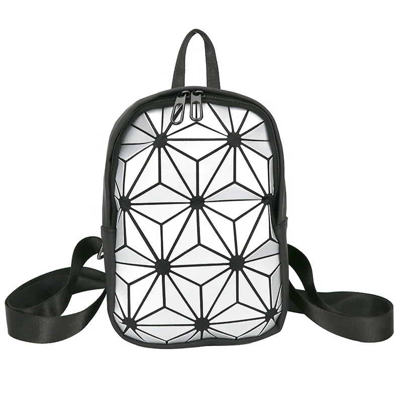 

Solid Color Zipper Mulit Pouch Geometric Cute Mini Backpack For Ladies, Black, blue, red, silver