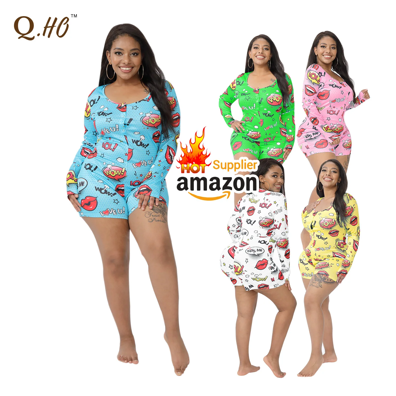 

Custom Hot sales New Arrival Adult Eyelash Bite My Lips Nightwear Women Holiday Pajamas, Pink,blue,black,green