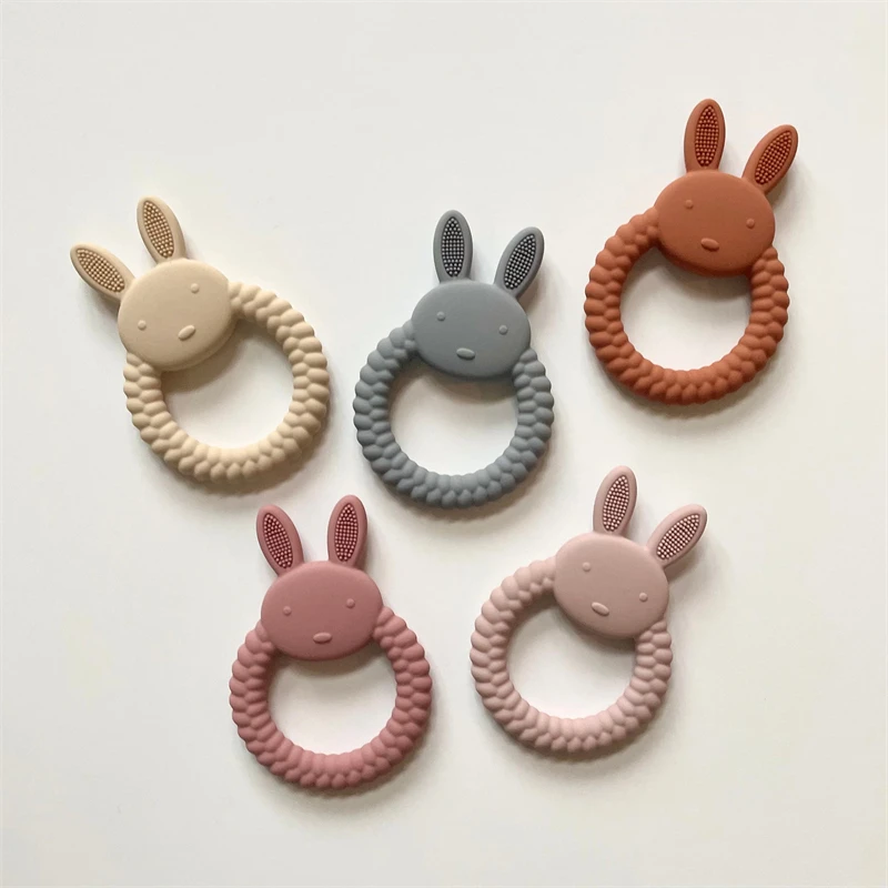 

2023 Bpa Free New Animal Cartoon Natural Rubber Rabbit Silicone Pacifier Sheep Baby Rattles Chew Teething Teether Toy For Babies
