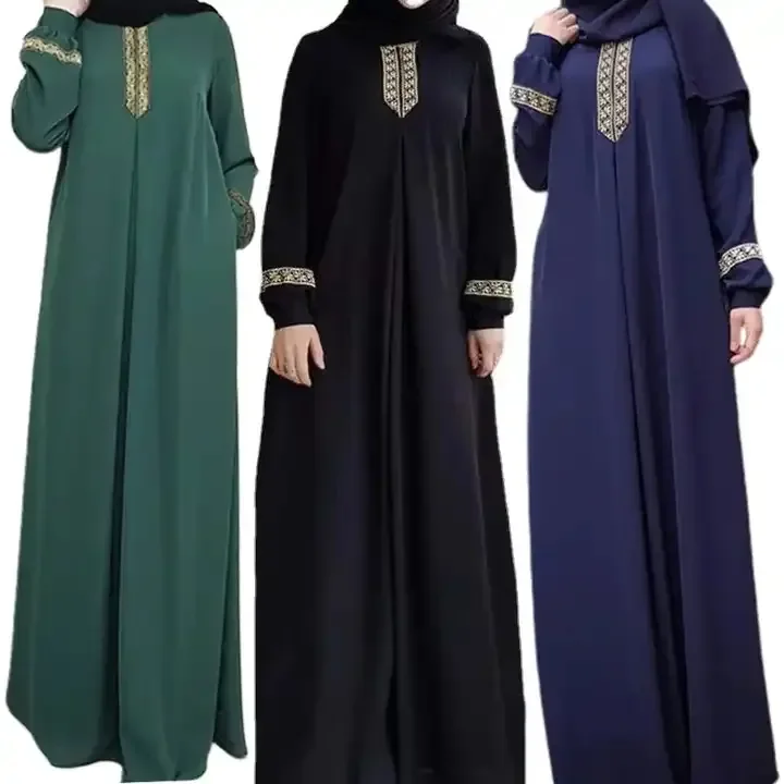 

New Trend round neck Turki Eid Al Fitr Design 2023Muslim Kimono Dubia Dress Pakistani Women Turkey Abaya Islamic Clothing