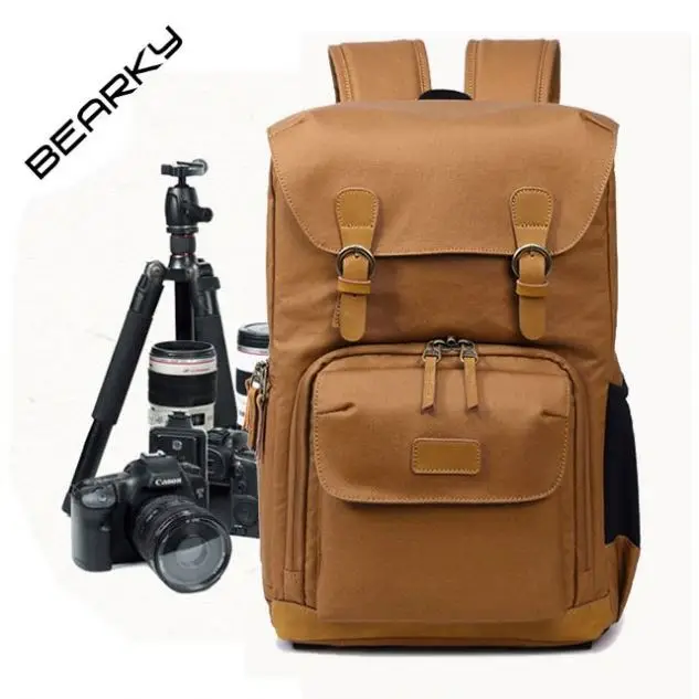 

Canvas Vintage DSLR Hidden Camera Backpack with Removable Instax Camera Bag
