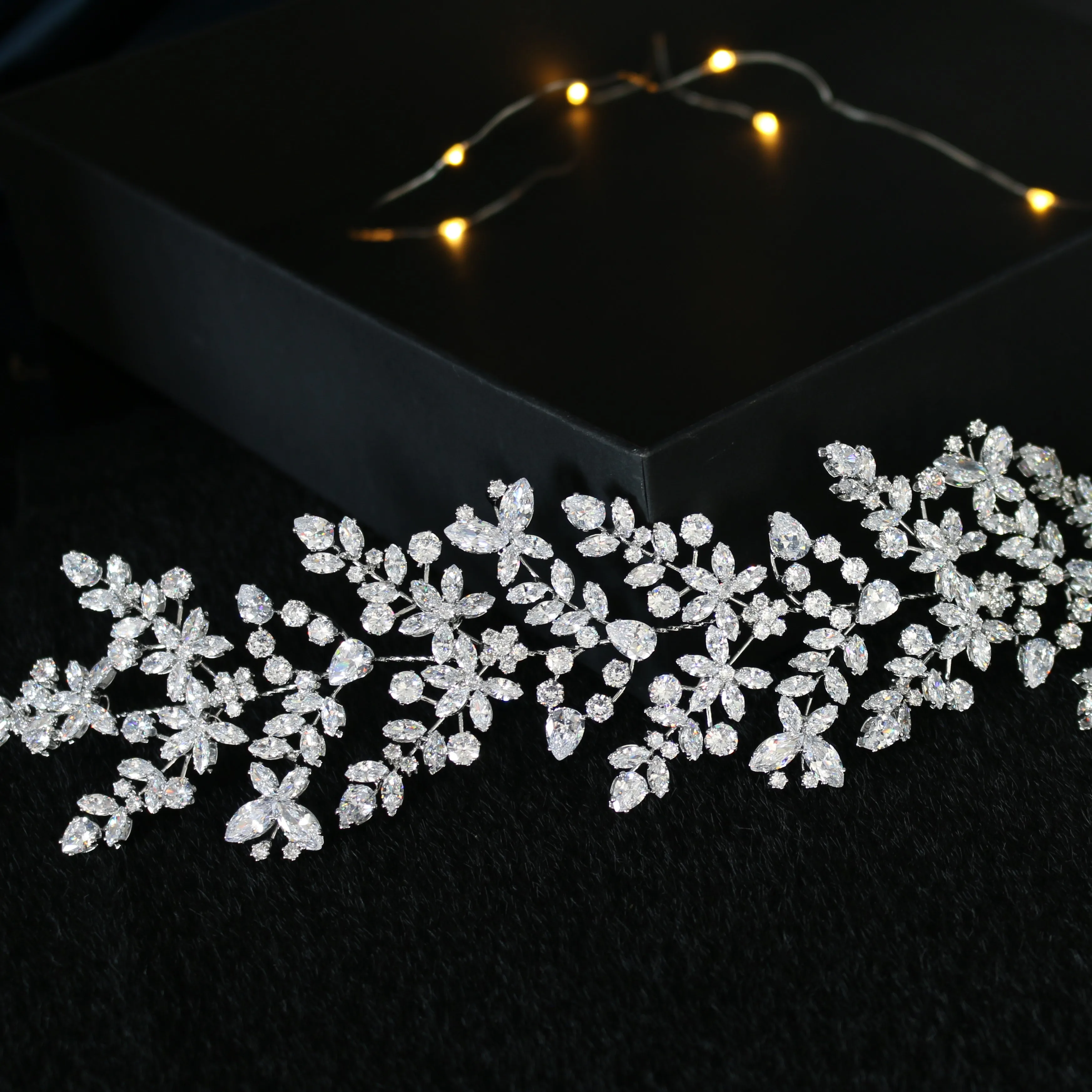 

wedding accessories bridal custom metal hairbands wedding wholesale luxury flower zircon hairband bridal, Sliver/gold