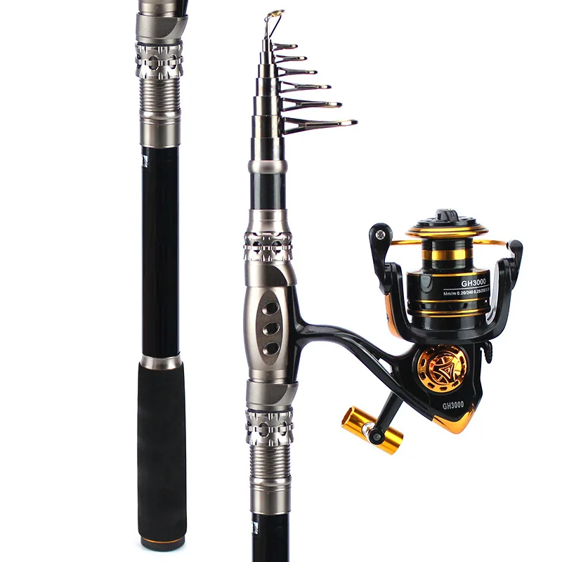 

1.8-3.3m Fiberglass Fishing Pole Telescopic Fishing Rod w/ Reel Comb, Pictures