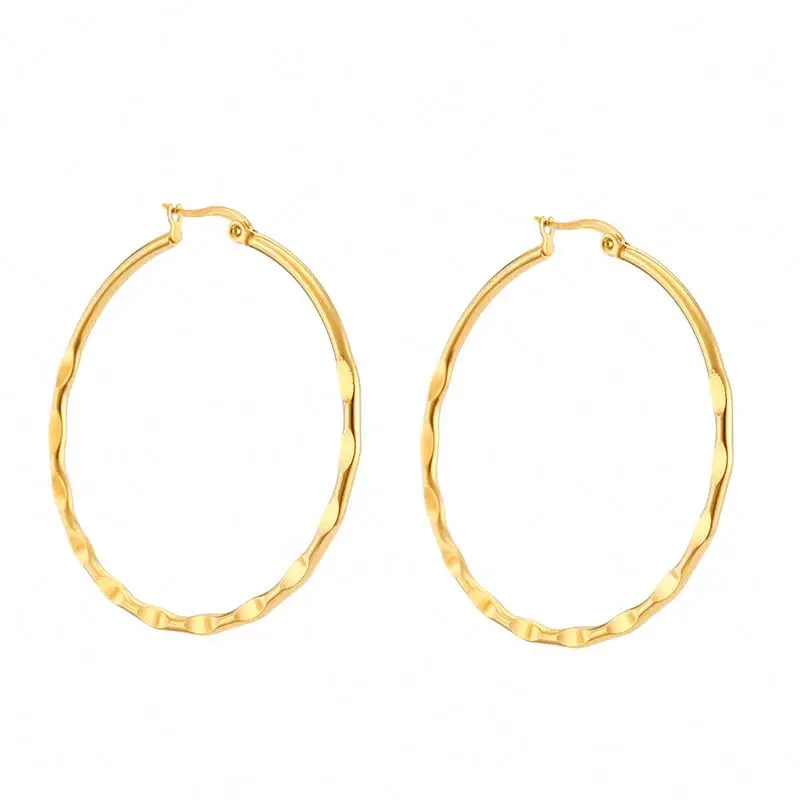 

Exaggerated Fashion Hoop Stainless Steel Earring,Large Gold Plated Earrings Hoops For Women, Gold color