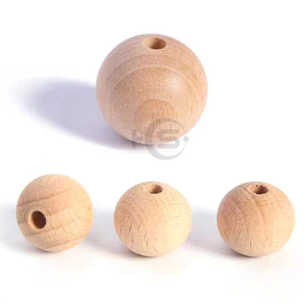 

10mm Natural Unfinished Wood Round Beads Original Color Wooden Slices Ball for DIY Craft
