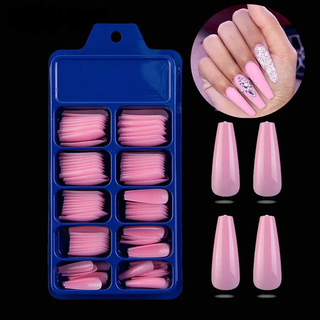 

100pcs/Box French Nail Natural Full Cover Plastic press on nails Artificial Fingernails Manicure Ballerina DIY Nail Tips