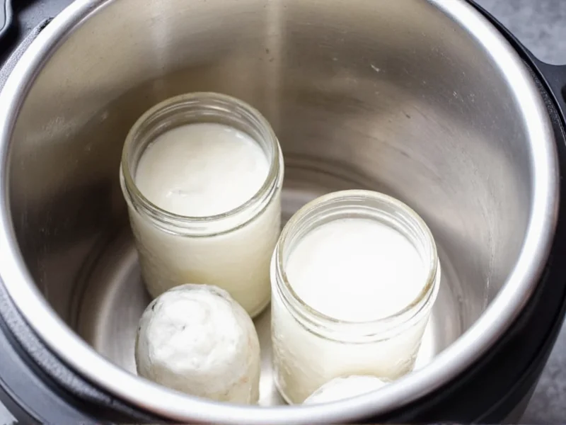 Instant Pot with glass jars of homemade yogurt inside