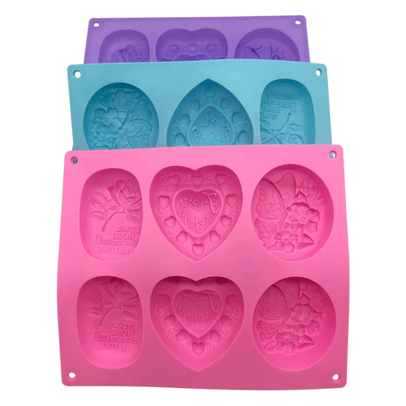 

Factory Wholesale Spot Custom Silicone Cake Mold 6 Cavity heart shape soap mold for Silicone Soap Mold, As picture or as your request for silicone soap molds