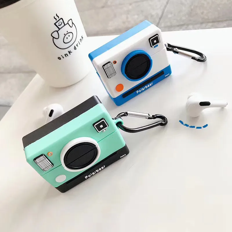 

Wholesale 3D Luxury Camera Designer Silicone Case Protection Silicon Case Headphone Case Funda For Airpods 2 for AirPods Pro