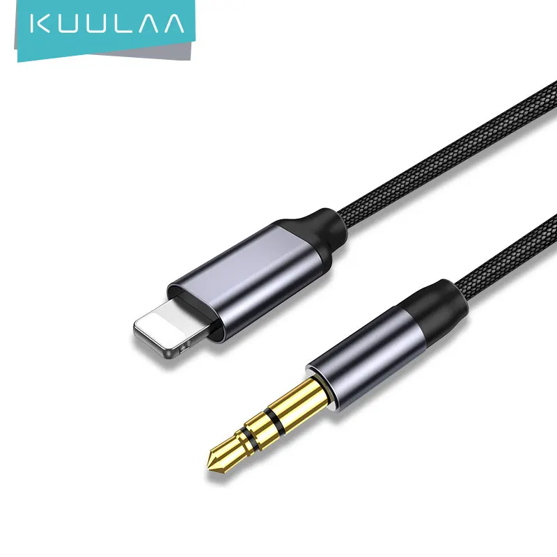 

Kuulaa 0.5M/1M/1.5M Car Headphone Lighting To Male 3.5mm Aux Stereo Audio Converter Adapter Cable For Iphone 7/7P/8/8P/X/Xs, Black