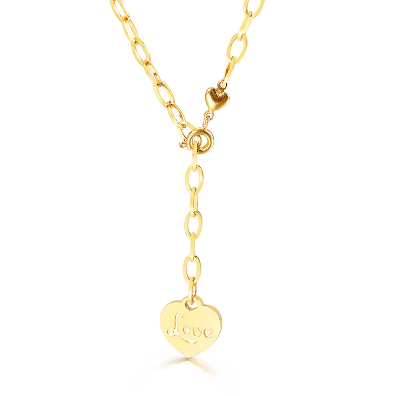 

Accessories Jewelry 18k Gold Plated Adjustable Chain Stainless Steel Heart Choker Necklace, Silver/gold