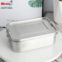 

1200ml superior quality bento box kids leakproof stainless steel food storage container metal lunch box with fixed divider