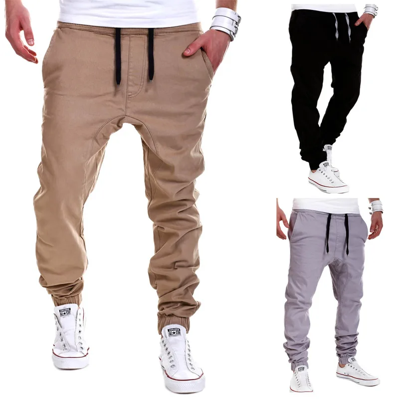 

Spring and Summer New Men Tether Elasticated Sports Pants Casual Trousers Jogging Pants, Gray / black / blue / light blue / navy / beige