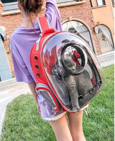 

Pet Manufacturer Transparent Space Capsule Pet Backpack Carrier cat carrier cat bag pet backpack, Black, grey, as per your special request