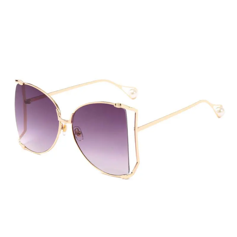 

Fashion Oversized Sunglasses Women 2021 Brand Designer Big Square Sun Glasses Pearl Decoration Cat Eye Shades Butterfly Eyewear