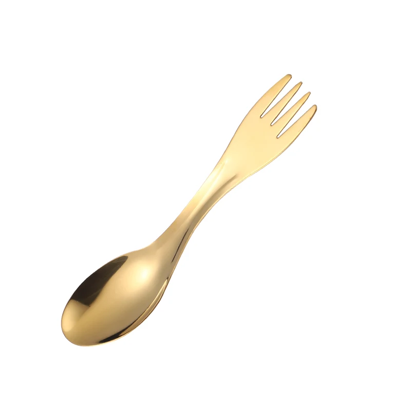 

Innovative design of dual-use stainless steel titanium spoon fork, Black,gold,rose gold,silver,colorful,blue