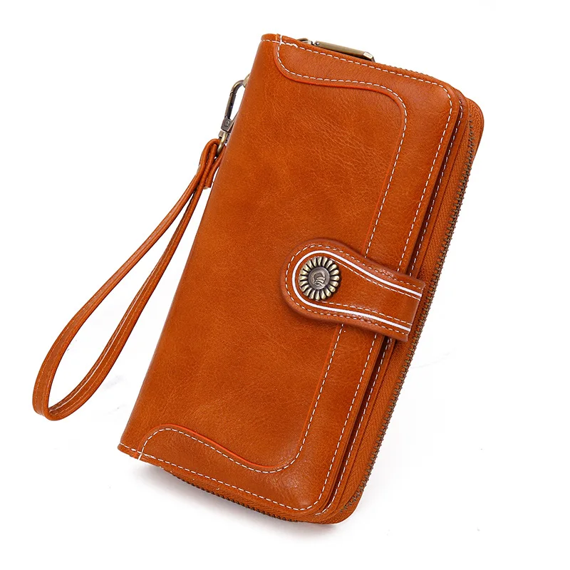

Hot Wallets For Women Fashionable Vintage Long Ladies Purse Multifunction Mobile Phone Bag Leather long wallet women
