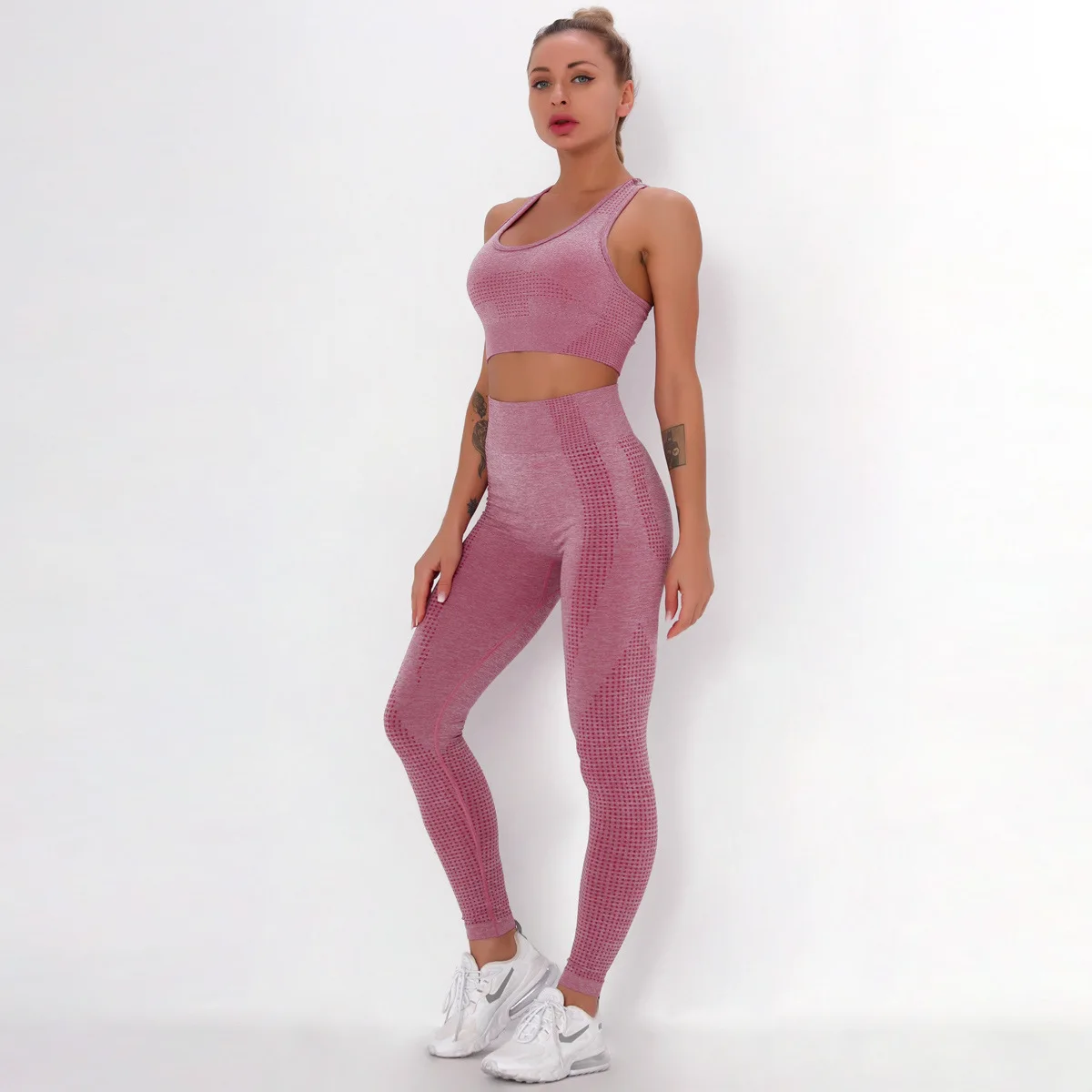 

Women's Seamless Yoga Suit Sportswear Fitness Suit Sports Bra Leggings 2 Piece Sets Gym Clothes Costume For Yoga Female 2021 Hot