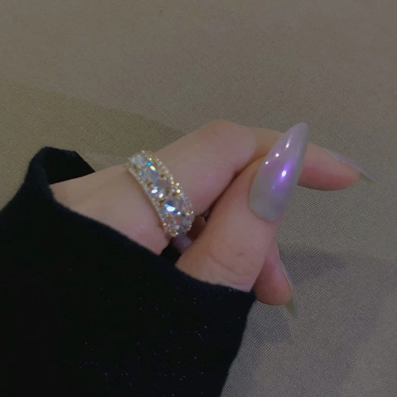 

fashion trendy jewelry luxury finger crystals stones ring