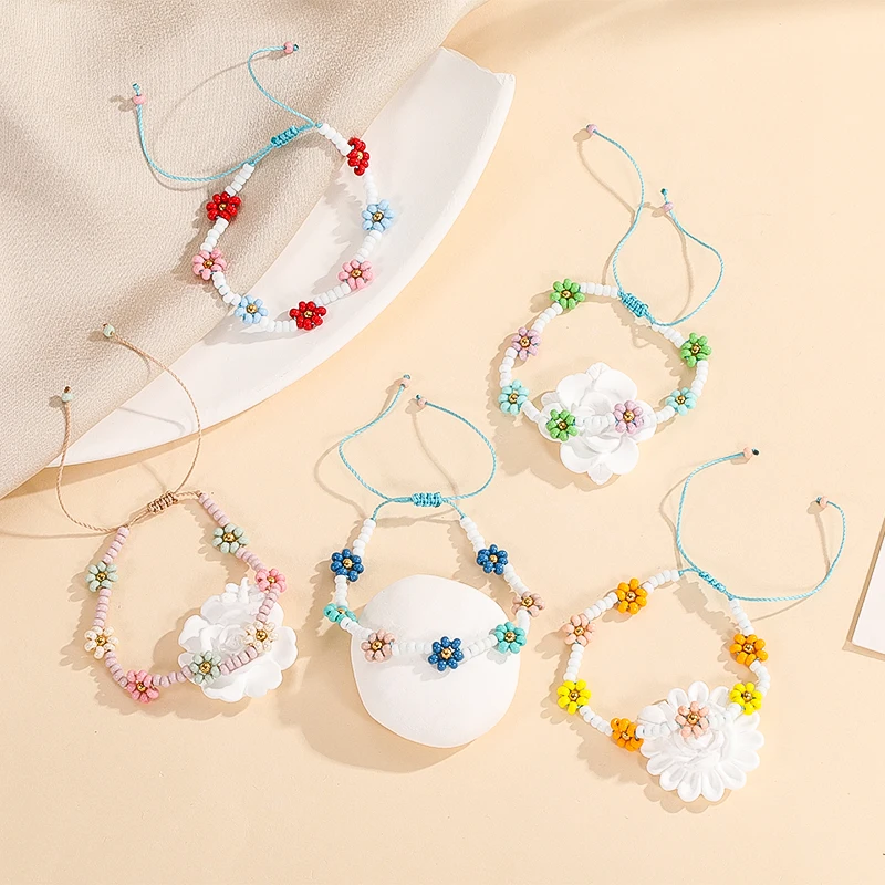 

TikTok Hot Sale Boho Multicolor Small Daisy Handmade Miyuki Seed Beaded Women's Adjustable Bracelet For Gifts