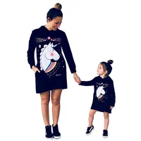 

SADI casual girl pullover family matching outfits clothing mother daughter print dresses women long sweatshirt hoodies