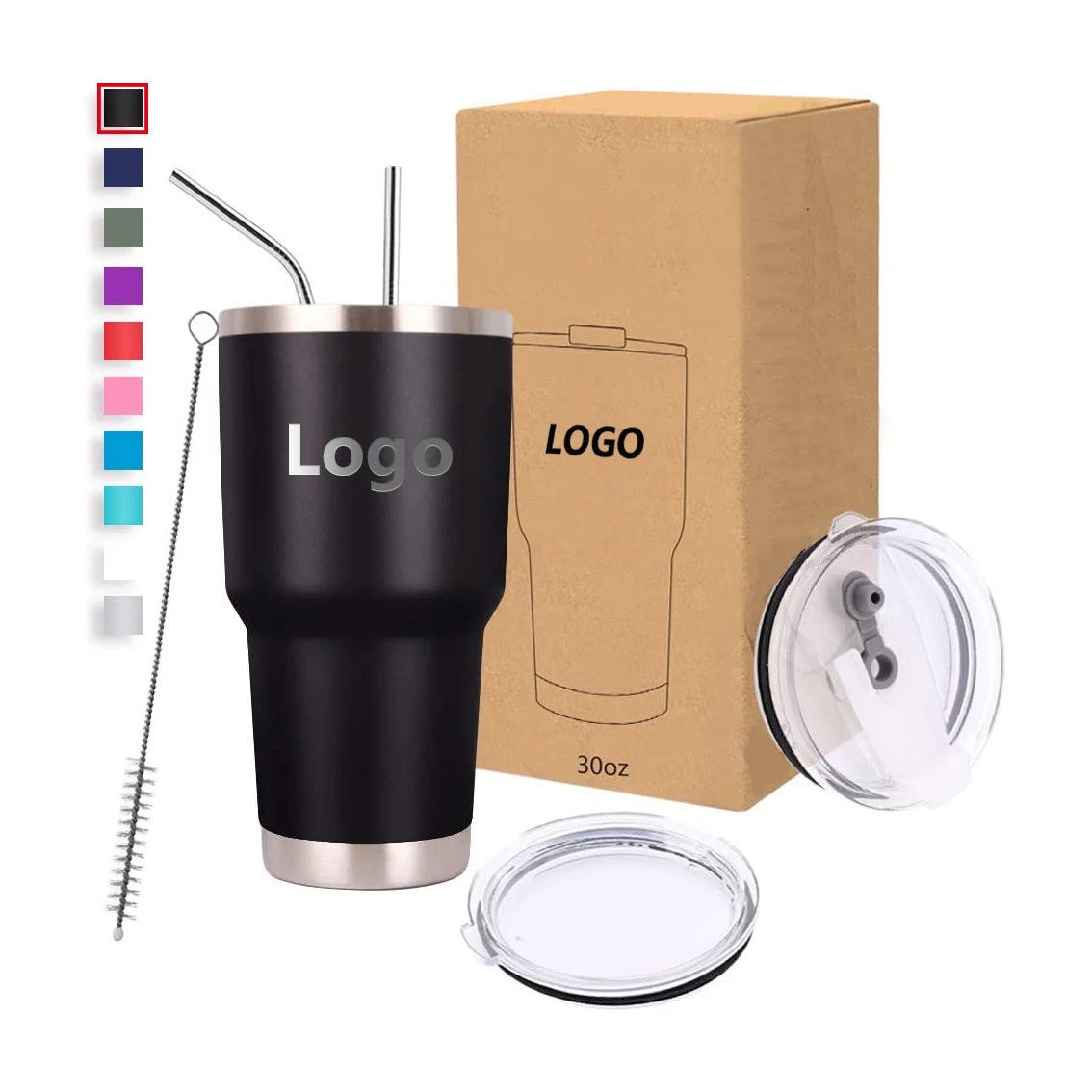 

Ready to ship 30oz black color tumbler wholesale stainless steel double wall insulated cups, Customized colors acceptable