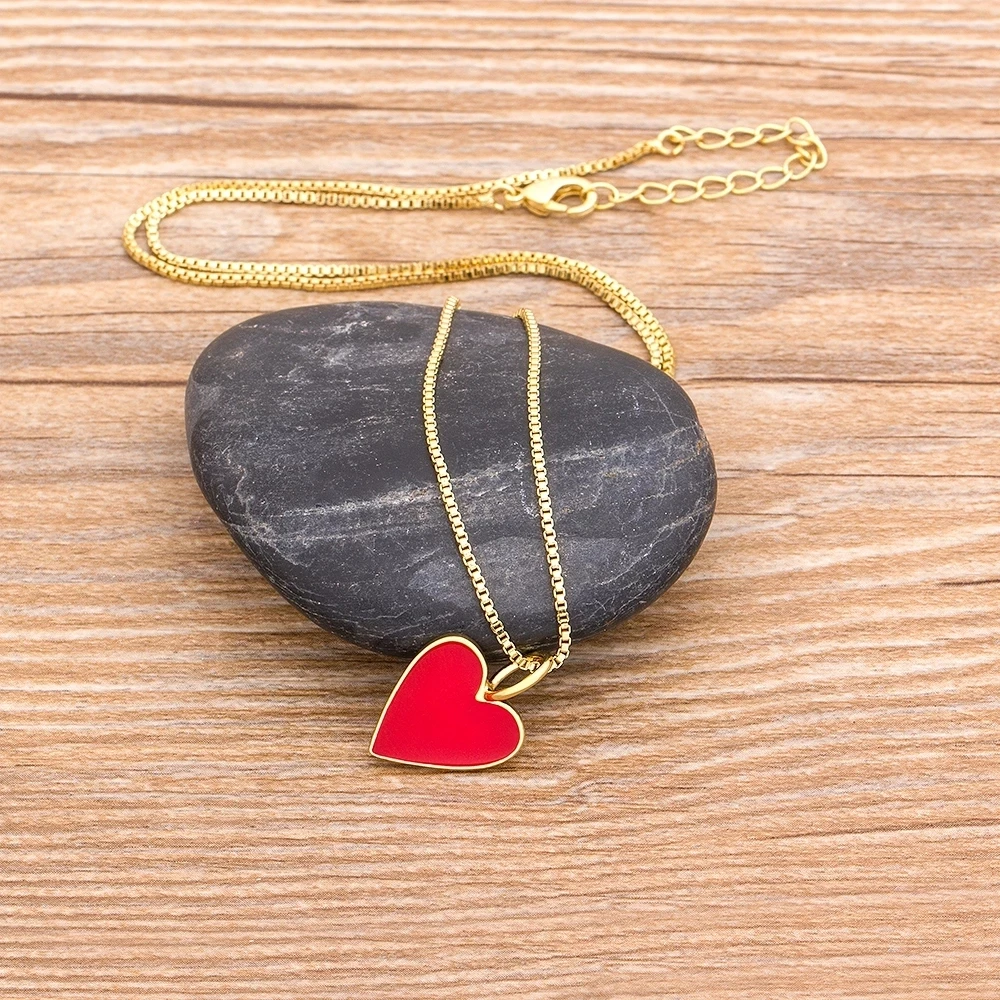 

Romantic Heart Necklace Black Red Chain Link CZ Necklace Women Pendant Choker Necklaces for Women, Gold/silver