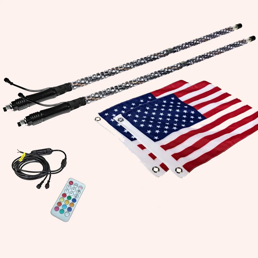 Remote Control Antenna Whips Lamp Accessories RGB 360 Degree Spiral LED Whip Lights for UTV Offroad Vehicle