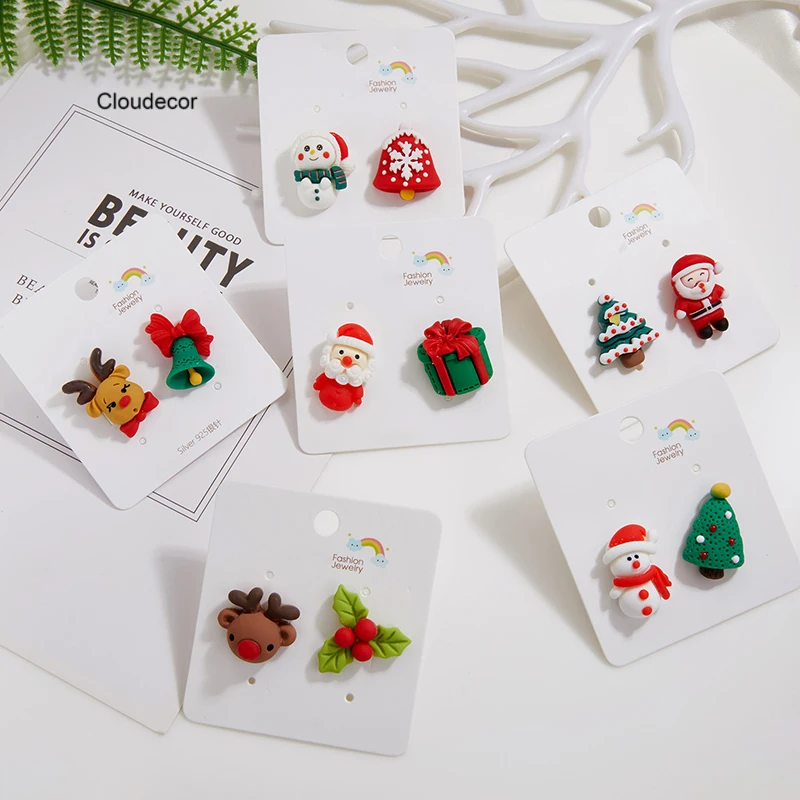 

Christmas Gnome Earring Xmas Present Jewelry Holiday For Women New Polymer Clay Stud Earrings Minimalist Clay Christmas Earrings